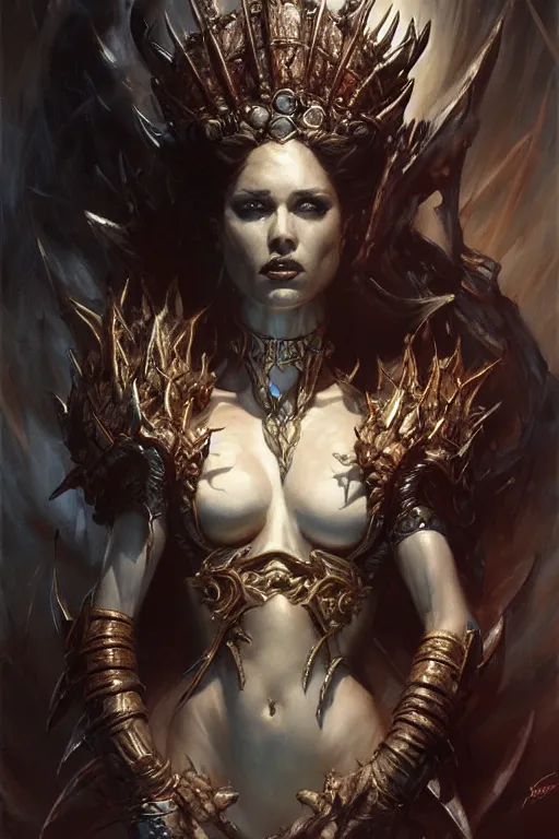 Prompt: queen of blades, throne of darkness highly detailed painting by gaston bussiere, craig mullins, j. c. leyendecker 8 k