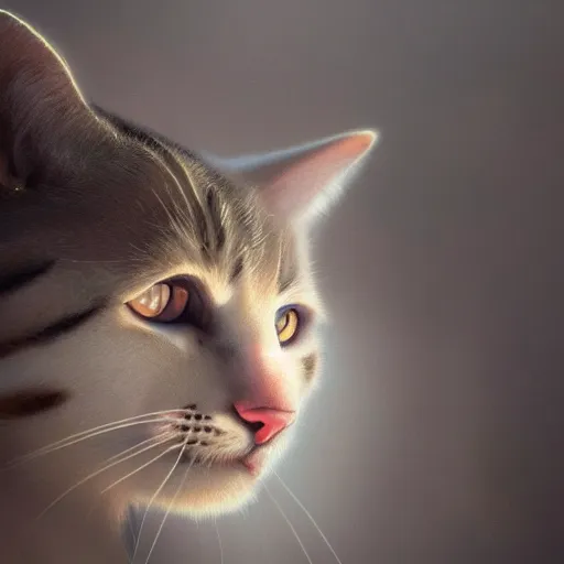 Image similar to a high detail photograph of a cat, high detail cinematic lighting, 8k, establishing shot, photorealism, cgcosiety, trending on artstation, by greg rutkowski