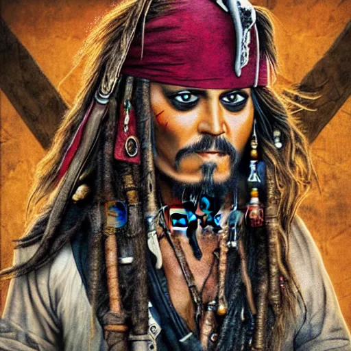 Image similar to jack sparrow drinks rum from bottle at the deck of pirate ship, focus, 3 d illustration, sharp, intricate, poster,, photo, detailed photo, scene from pirates of caribbean