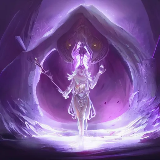 Prompt: Amethyst elixir, glowing within. Masterful fantasy concept art.