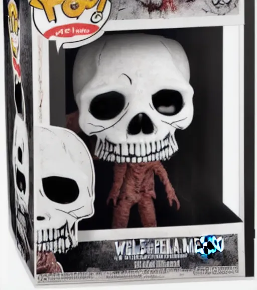 Prompt: limited edition horror themed wendigo with skull head funko pop still sealed in box, ebay listing