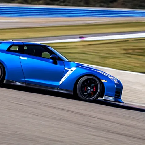 Prompt: a 2 0 1 7 nissan gt - r premium driving on a race track