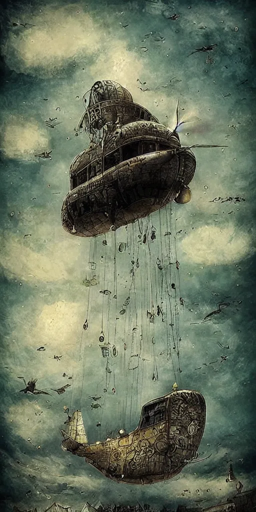 Prompt: a vintage airship by alexander jansson