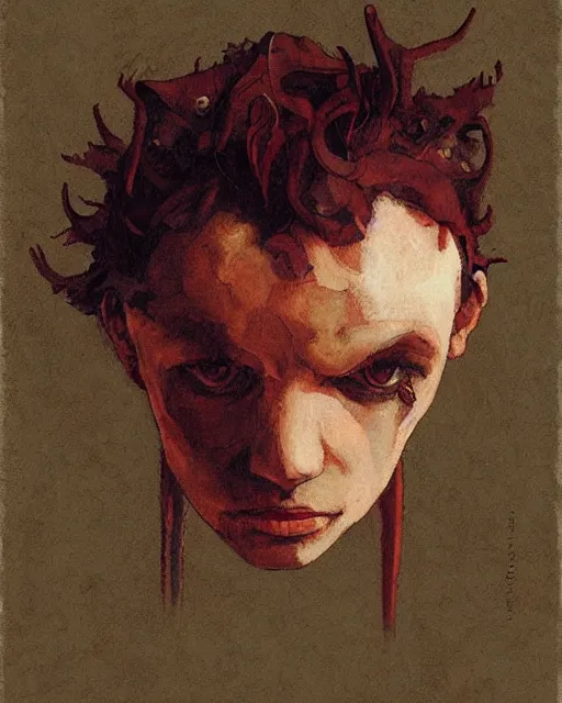 Image similar to portrait of an axolotl by greg rutkowski in the style of egon schiele