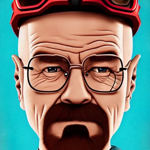 Prompt: poster for breaking bad, the movie, pixar remake