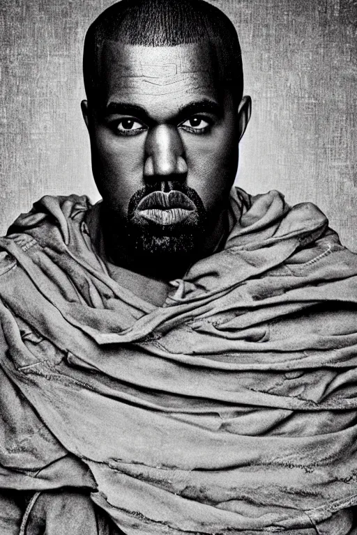 Image similar to Portrait of Kanye West as the god-emperor of mankind