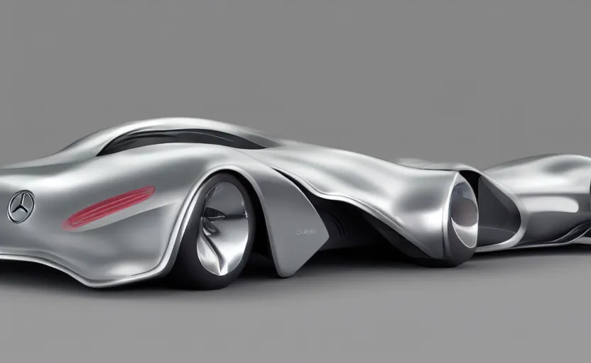 Image similar to 2040 mercedes-benz streamliner, concept car, concept art, by Ash Thorp, 3D render, Octane Render