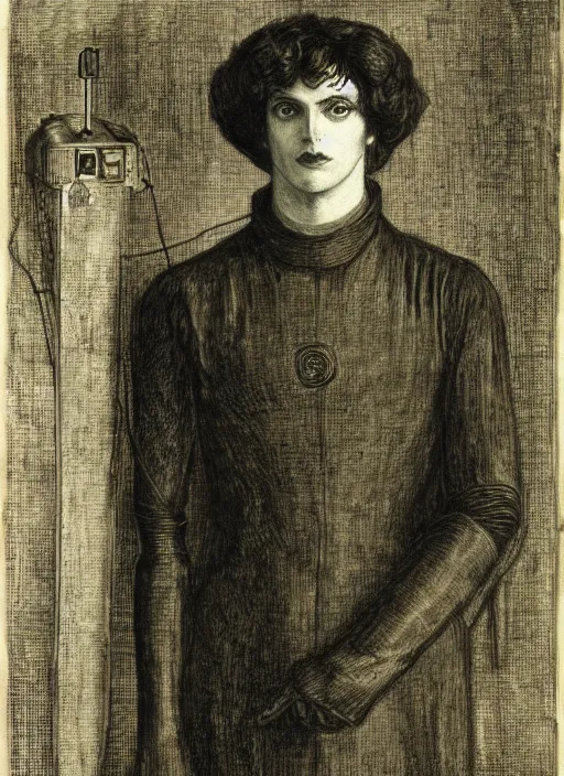 Image similar to a portrait of a robot by Dante Gabriel Rossetti