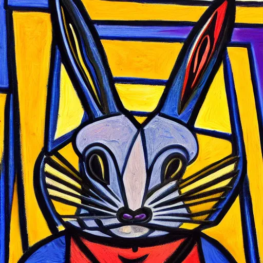 intricate five bunny rabbitt by pablo picasso, oil on | Stable