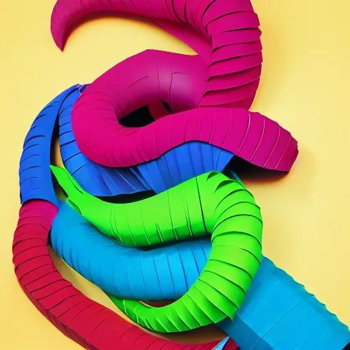 Image similar to cardboard cutout of tentacles, cut out of colored corrugated cardboard, realistic, cardboard cutout, flat, hyperrealistic photography