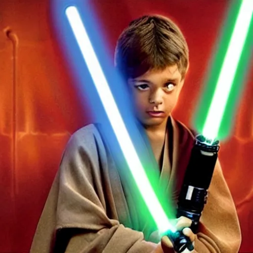 Image similar to jedi accidentally holding his lightsaber by the wrong end