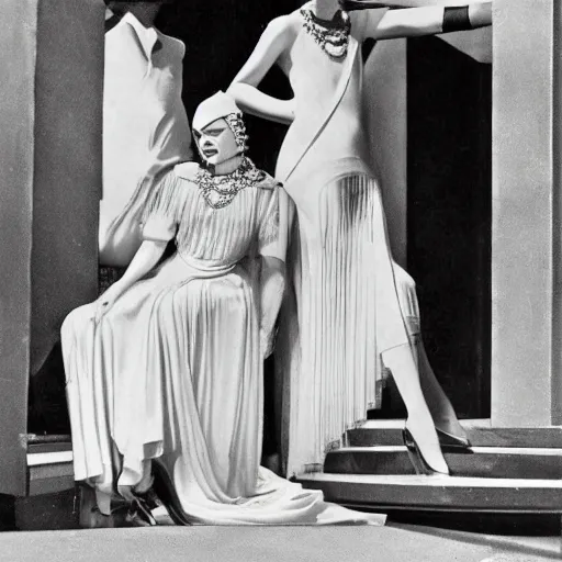 Image similar to a vintage 1 9 3 0 s kodachrome photograph of a haute couture collection opera ensemble inspired by the roman god apollo, the god of the sun.