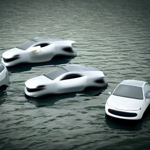 Prompt: floating cars