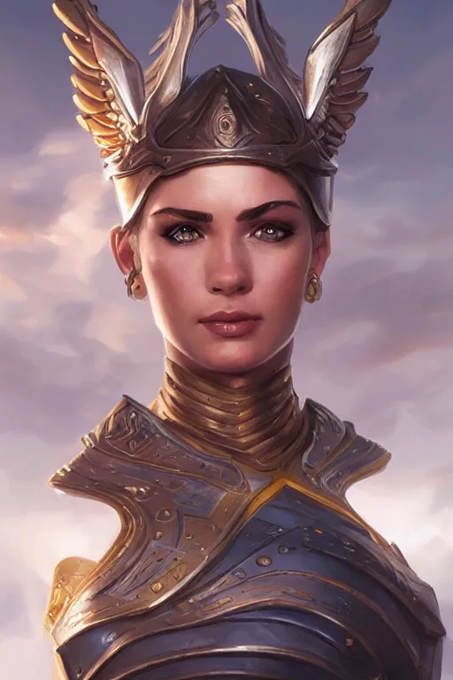 Image similar to amazon valkyrie athena, d & d, fantasy, portrait, highly detailed, headshot, digital painting, trending on artstation, concept art, sharp focus, illustration, art by artgerm and greg rutkowski and magali villeneuve