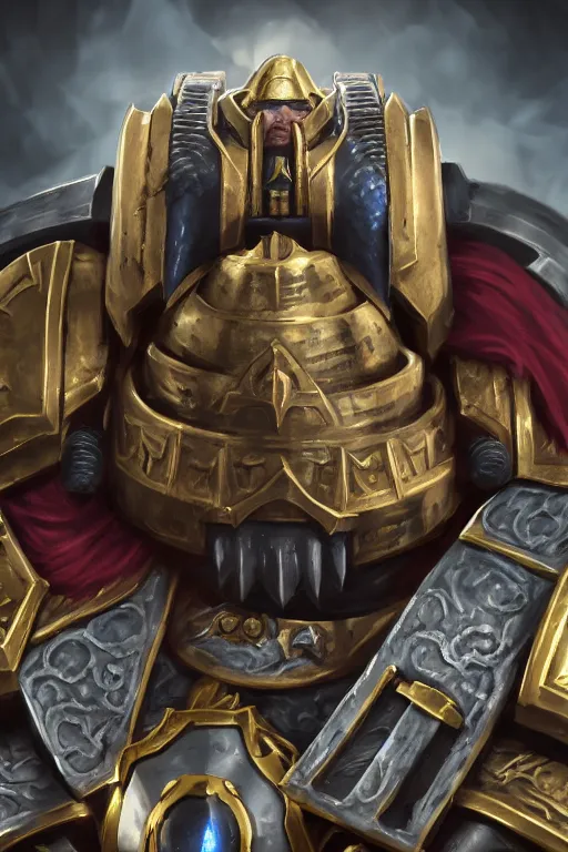 Image similar to armor portrait heros warhammer 4 0 k horus heresy fanart - the primarchs emperor by johannes helgeson animated with vfx concept artist & illustrator global illumination ray tracing hdr fanart arstation zbrush central hardmesh 8 k octane renderer comics stylized