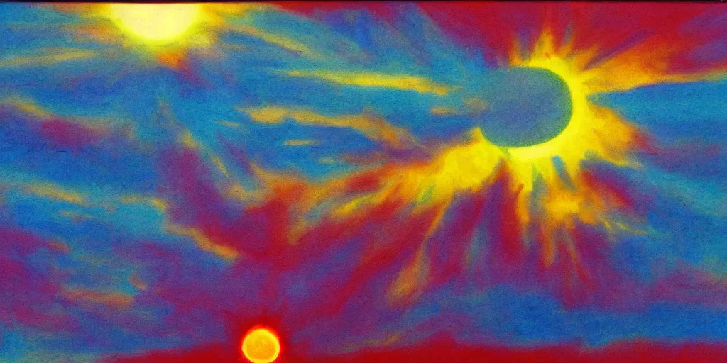 Image similar to sun farting into the universe, bright colours