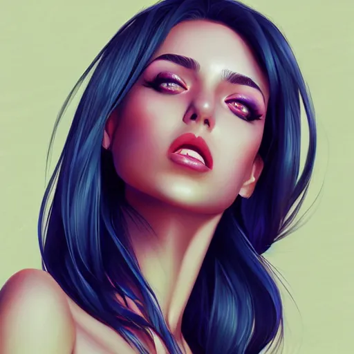 Prompt: electric woman, cute - fine - face, pretty face, oil slick hair, realistic shaded perfect face, extremely fine details, realistic shaded lighting, dynamic background, by ilya kuvshinov, artgerm