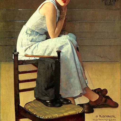 Prompt: portrait of a Kat Denning by Norman Rockwell