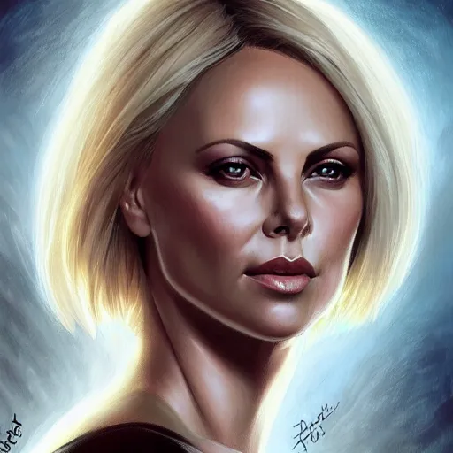 Image similar to portrait of charlize theron by charlie bowater