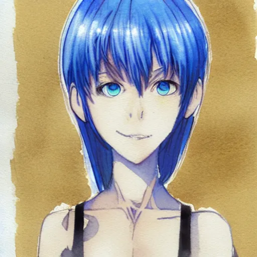 Image similar to watercolor sketch of rei ayanami