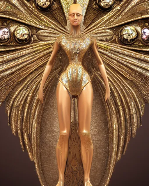 Image similar to a highly detailed metahuman 4 k close up render of an alien goddess bella hadid monument renaissance in iris van herpen dress schiaparelli in diamonds crystals swarovski and jewelry iridescent in style of alphonse mucha gustav klimt trending on artstation made in unreal engine 4