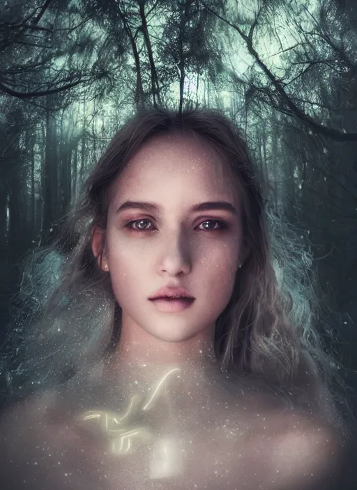 Prompt: luminescent long exposure light painting beauteous practical sumptuous full frame photo realistic face, lifelike incredible hair, crystalline masterpiece incrustations, hyperdetailed face, elegant pose, movie still, intricate, octane render, cinematic forest lighting,