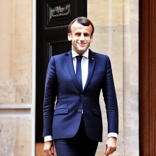 Image similar to Emmanuel Macron forgot to put some pants, no pants, no pants photo