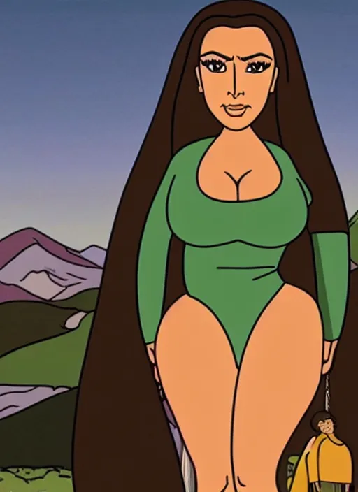 Prompt: TV show still of kim kardashian in King Of The Hill.