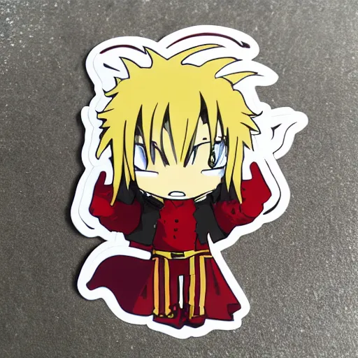 Prompt: die cut sticker, full metal alchemist al and alphons, splatter paint