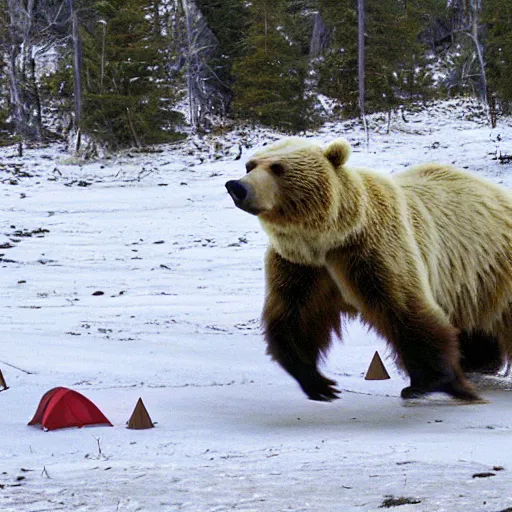 Image similar to a bear chasing a camper