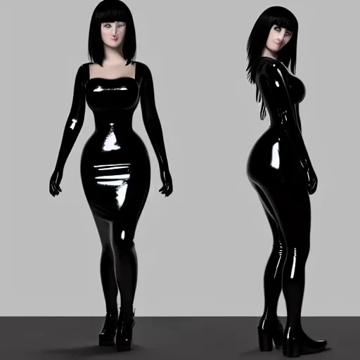 Prompt: a curvy feminine pale goth cutie in an elaborate black latex-leather-rubber tight tube dress, with a thin waist, tube-top, cgsociety, photorealistic, sublime-comfy-elegant ambience, 16k, smooth, sharp focus, trending on ArtStation, volumetric lighting, fully clothed, worksafe