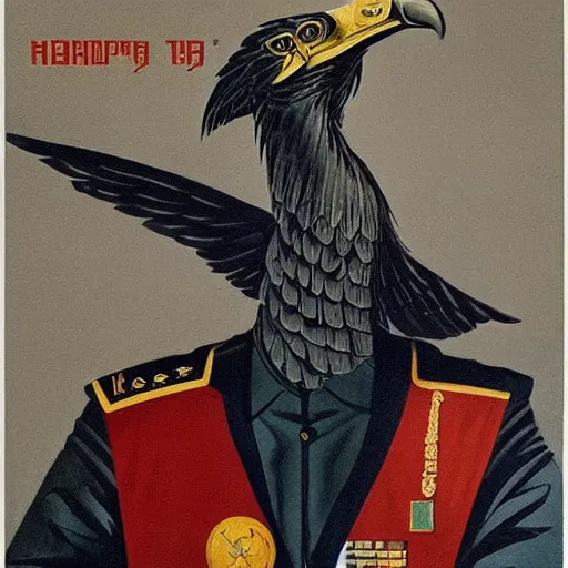 Image similar to a detailed and complex, highly detailed, concept art, soviet propaganda poster depicting a dromaius in military uniform. marxism - leninism. painting by irakli toidze,