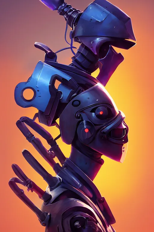 Image similar to epic mask helmet robot ninja portrait stylized as fornite style game design fanart by concept artist gervasio canda, behance hd by jesper ejsing, by rhads, makoto shinkai and lois van baarle, ilya kuvshinov, rossdraws global illumination radiating a glowing aura global illumination ray tracing hdr render in unreal engine 5