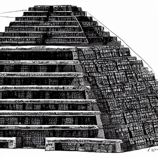 Image similar to pyramid ziggurat built around atop a gigantic reptile tortoise highly detailed concept art schematic, Laurie Greasley