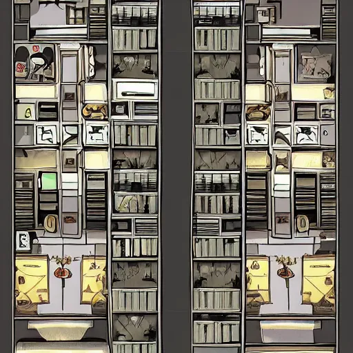 Image similar to the 6 th room in the inn, insane events, degenerate content, concept art