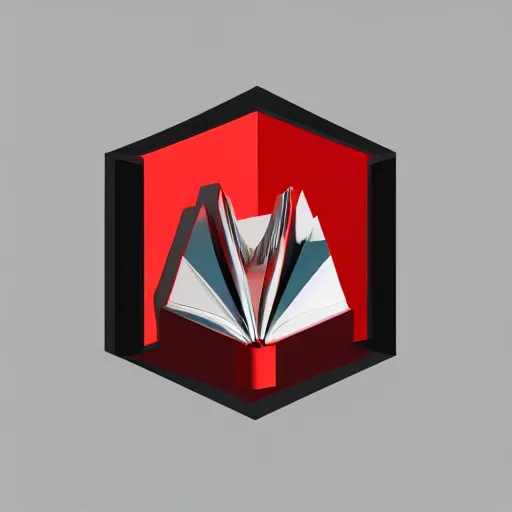 Image similar to low poly, vector, white eagle icon, in a book, red background, cgsociety, artstation, octane render