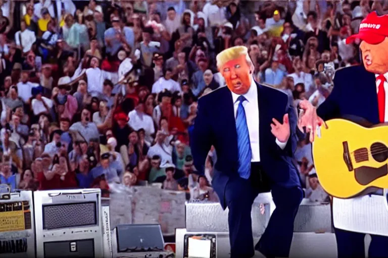 Image similar to trump, dire straits money for nothing video