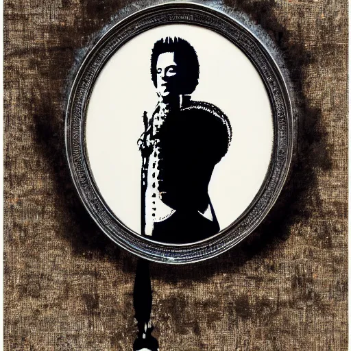 Image similar to individual king george iii silk screen portrait banksy style