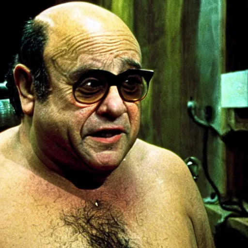 Image similar to danny devito as captain benjamin in apocalypse now, 8k resolution, full HD, cinematic lighting, award winning, anatomically correct