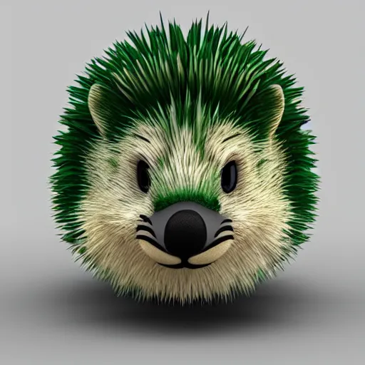 Image similar to behance hd, 3 d head of green hedgehog, cgsociety, symmetrical logo