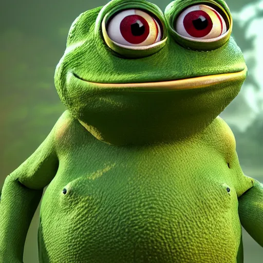 Image similar to Pepe the Frog rendered in unreal engine