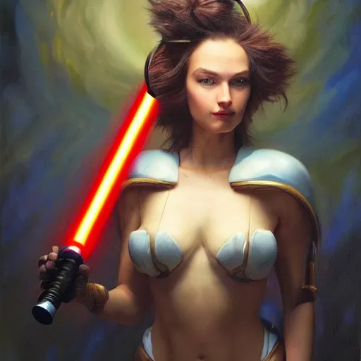 Image similar to highly detailed oil painting | very intricate | cinematic lighting | award - winning | sonic the hedgehog!!!!! with a light saber | by roberto ferri, by tom bagshaw, by j. c. leyendecker and artgerm, american romanticism, by austin osman spare, artstation, cgsociety, official art, octane