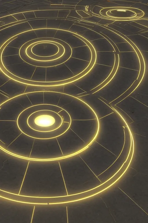 Prompt: glowing alien tech circles, unreal engine