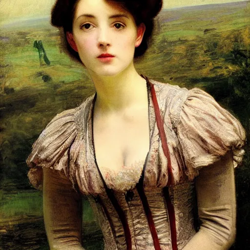 Image similar to by millais, painting of victorian yaiko, 8 k, highly detailed,