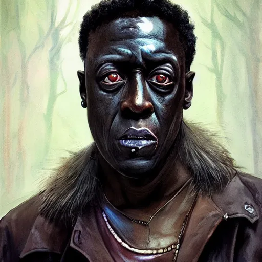 Prompt: a zombie Wesley Snipes, by WLOP, horror, wounds, bloody, dark fantasy, trending on artstation