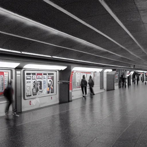 Prompt: british subway station during the night, drawing, ultra realistic, 8 k