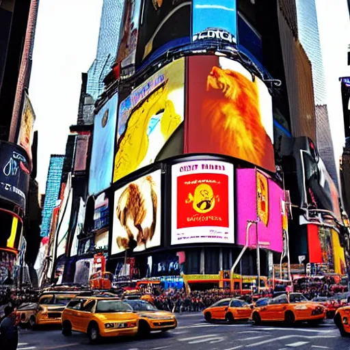 Prompt: Lion in new york times square, award winning photo