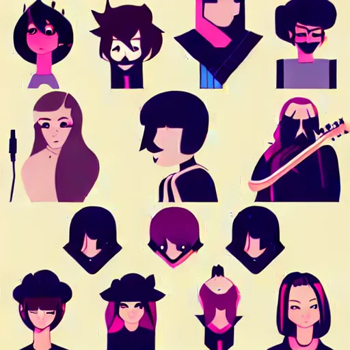 Image similar to 2 d character design, music group, vector art, digital art, portrait, 4 k, 8 k, sharp focus, smooth, illustration, concept art, pop band