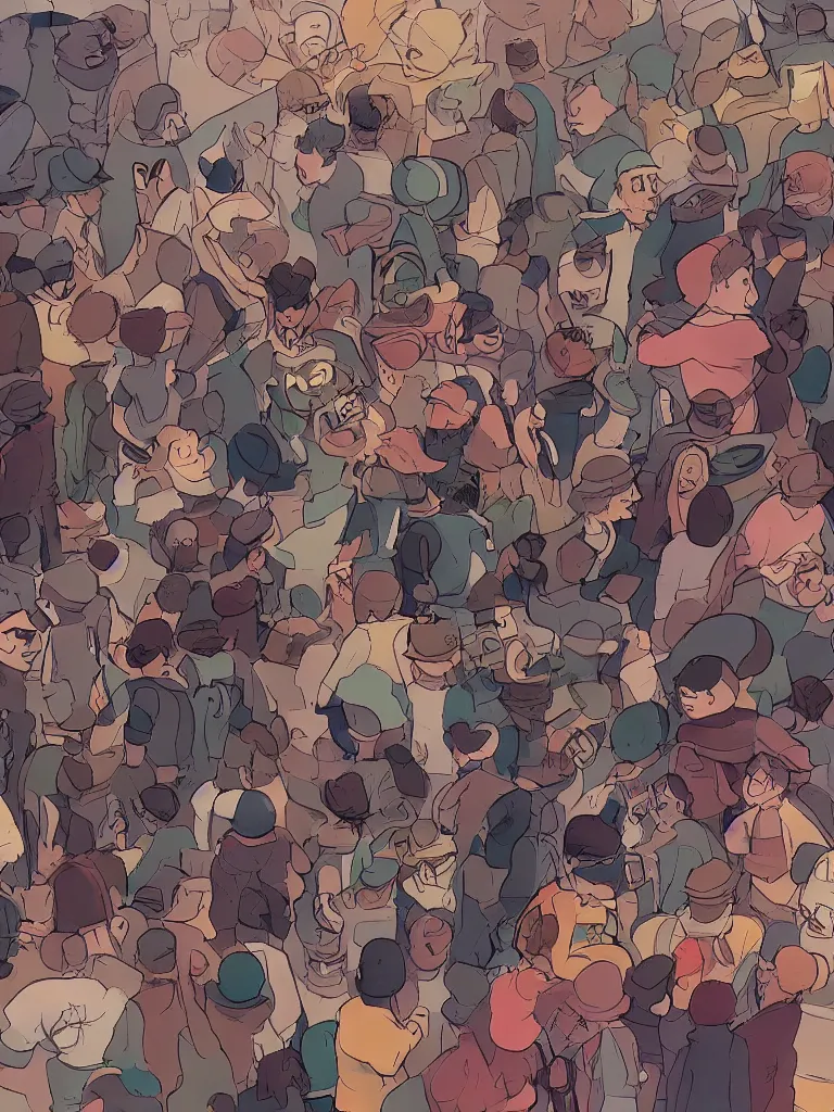 Prompt: crowd by disney concept artists, blunt borders, rule of thirds