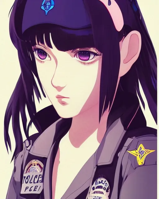 Image similar to police officer girl very very anime!!! fine face, audrey plaza, realistic shaded perfect face, fine details. anime. realistic shaded lighting cyberpunk futuristic neon tattoos styled hair reflective puffy sheen film jacket decorated poster by ilya kuvshinov katsuhiro otomo ghost in the shell